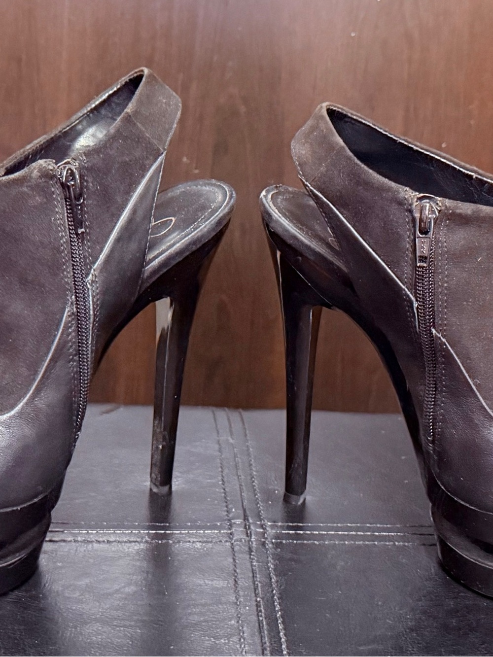 Jessica Simpson Black Suede Zip Back Stiletto Slingbacks